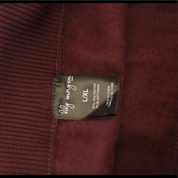 Lily Morgan wine colored Cozy fleece lined leggings with cable knit pattern. - Picture 4 of 4
